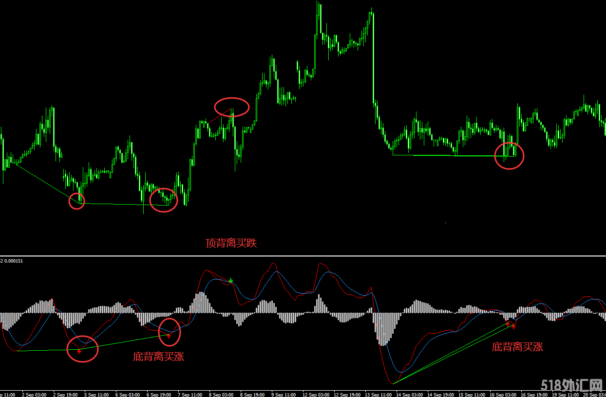MACD两条线版本的顶底背离自动判断MT4指标 (2).png