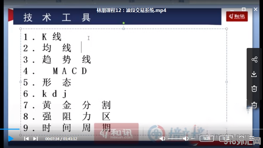 林朋期货培训视频教程14集 波段交易特训 含KDJ和MACD讲解